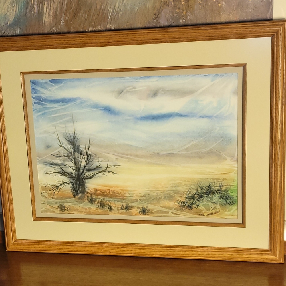 Framed Landscape Watercolor Art Original